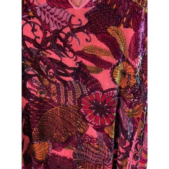 Mary J Bruno Colorful Tunic Silk Mixed Print Top Size Small Velvet Artsy Boho - Picture 6 of 11